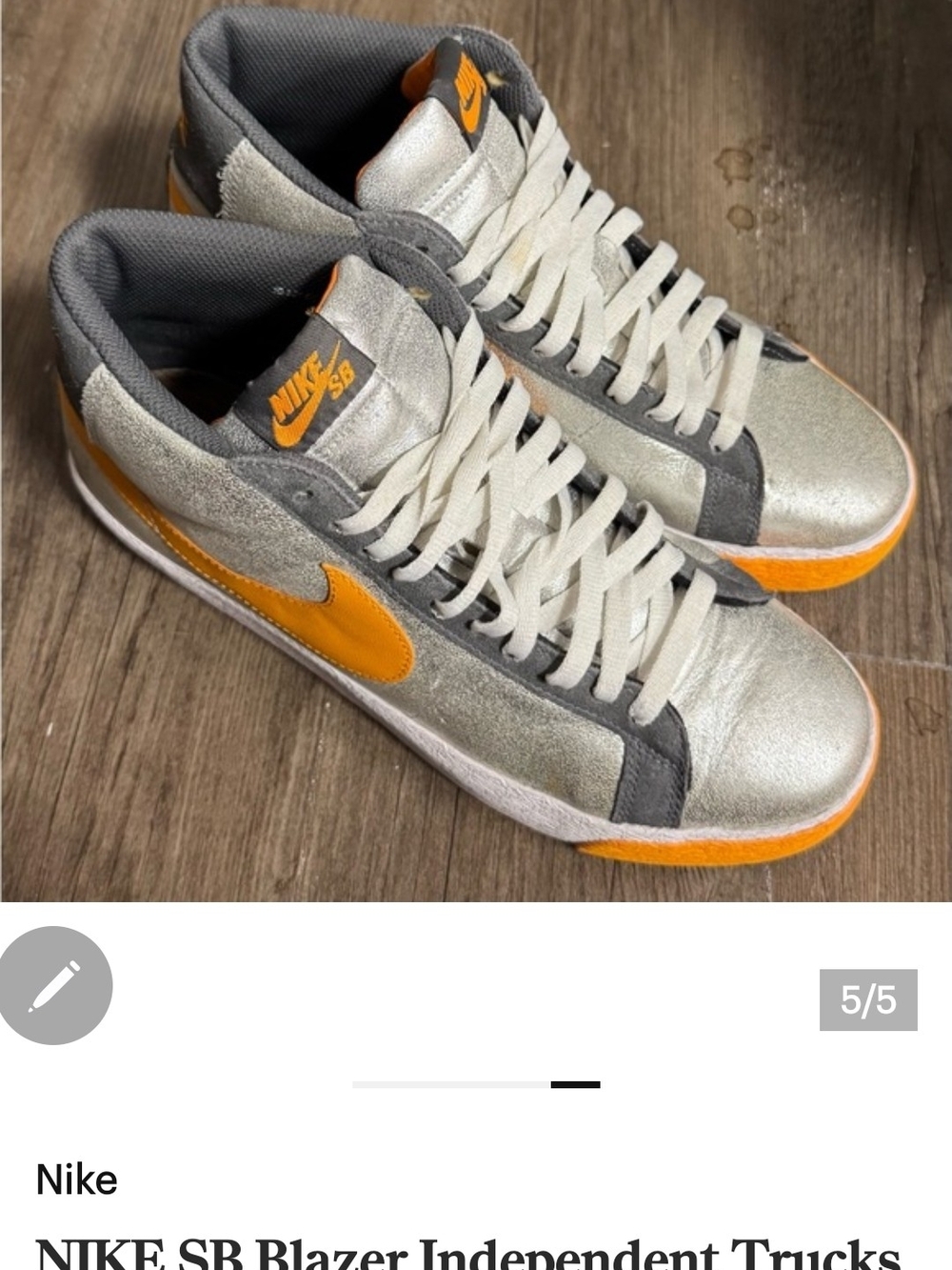 Nike SB Blazer Mid in Silver, Gray and Orange